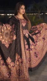 Luxury Printed Anarkali Gown Set with Matching Mask – 2 Piece Set - Image 3