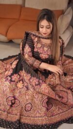 Luxury Printed Anarkali Gown Set with Matching Mask – 2 Piece Set - Image 7