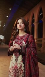 Elegant Maroon & Cream Printed Digital Printed 3-Piece Dress Set