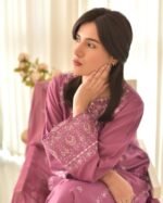 Elegant Embroidered 3-Piece Dress Set (Onion Color) - Image 2