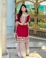 Embroidered & Stone Work 3-Piece Formal Dress Set