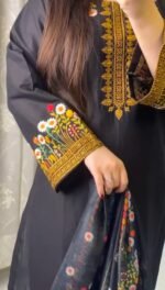 Black Traditional Embroidered 3-Piece Set - Image 5