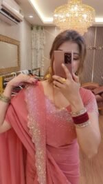 White Gold ইন্ডিয়ান জর্জেট শাড়ি – ব্লাউজ পিসসহ - Image 4